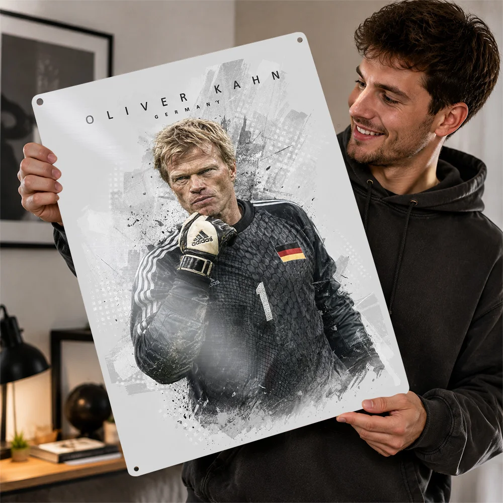 Oliver Kahn Football Aluminum Poster Personalized Metal Sign Club Legacy Style Wall Art For Collector Den And Supporter Corner