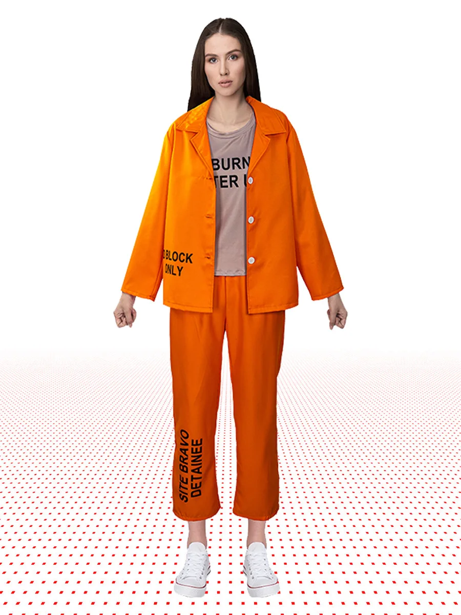 Adult Orange Prisoner Uniform Outfit Suicide Harley Cospaly Joker Clown Costume Quinn Halloween Carnival Suit Custom Made