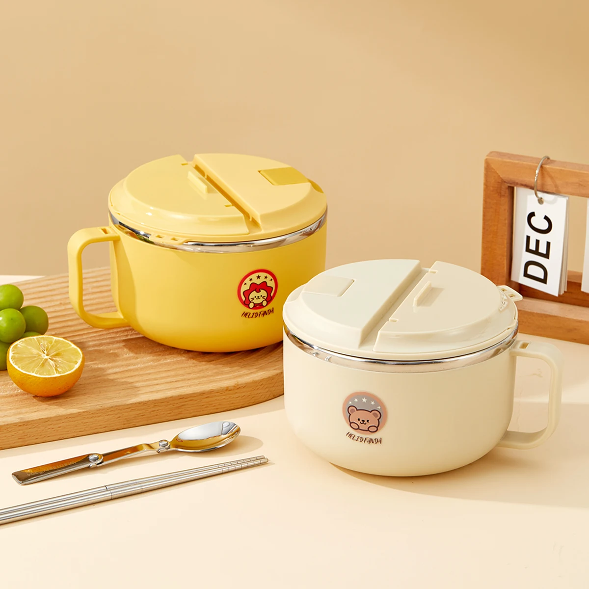 Tazón de Fideos Instantáneos de Acero Inoxidable 304 con Cubiertos Plegables, Tazón de Arroz Ramen Portátil de Gran Capacidad, Contenedor de Alimentos para Estudiantes