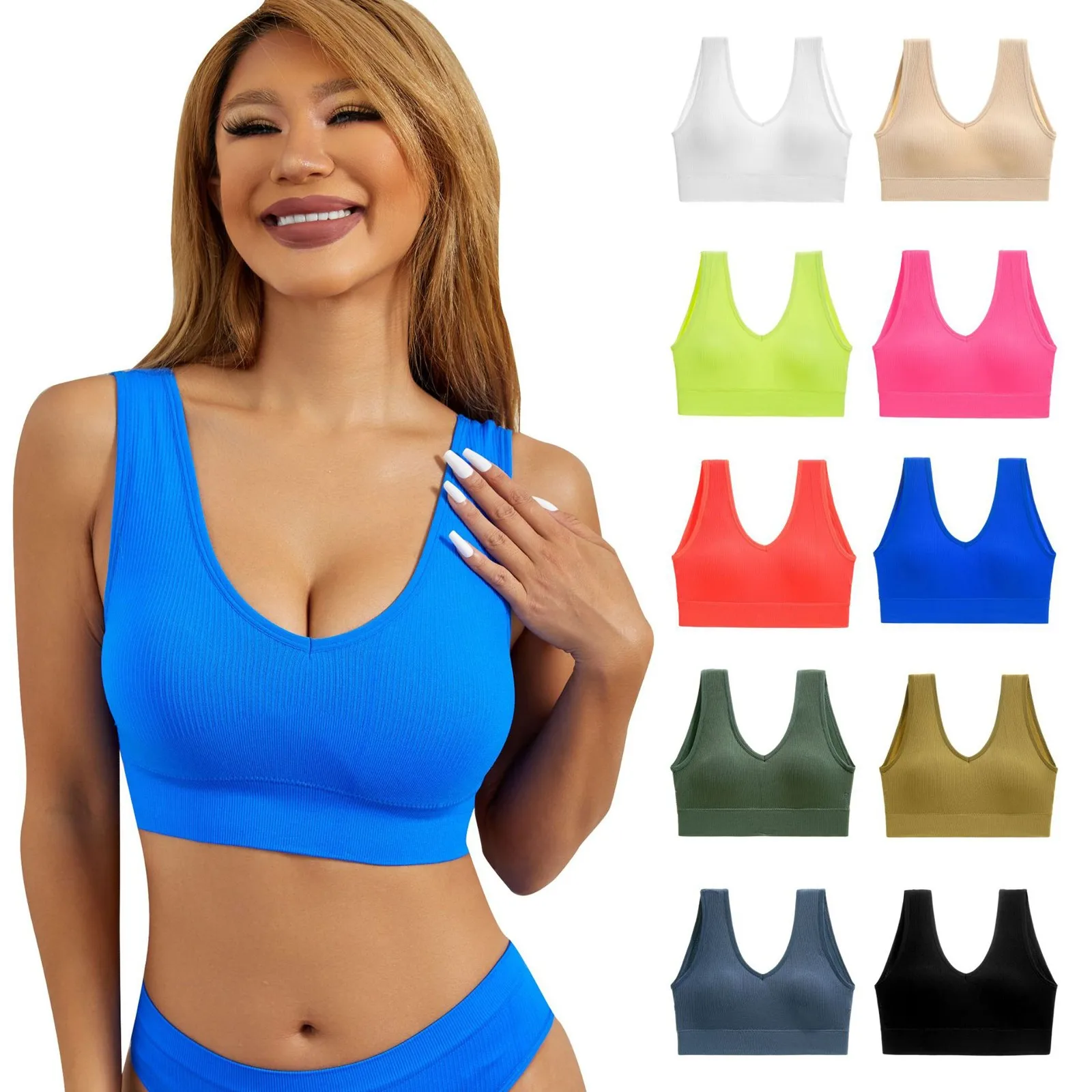 

Plus Size Sports Bra Vest for Running Yoga - Shockproof Padded Comfortable Sexy Back Design Women's Workout Fitness Top