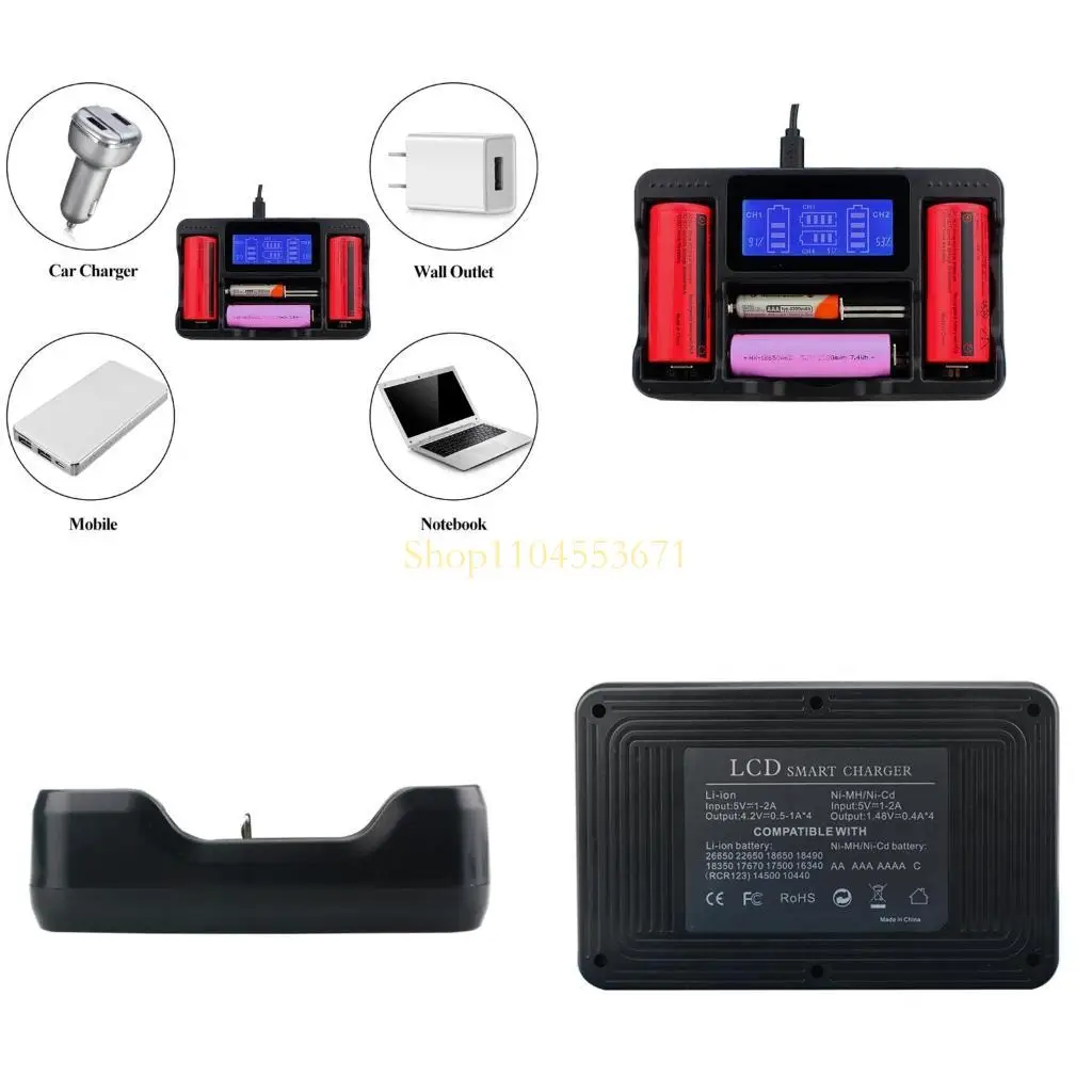 Бестселлер надежный ЖК-аккумуляторный зарядное устройство 4-slot для 18350 17670 16340 RCR123A 14500 Батарея