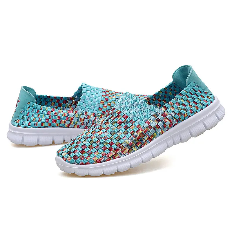 Handmade Woven Shoes Women Casual Shoes Slip On Breathable Flat Sneakers Spring Autumn Women Flats Loafers