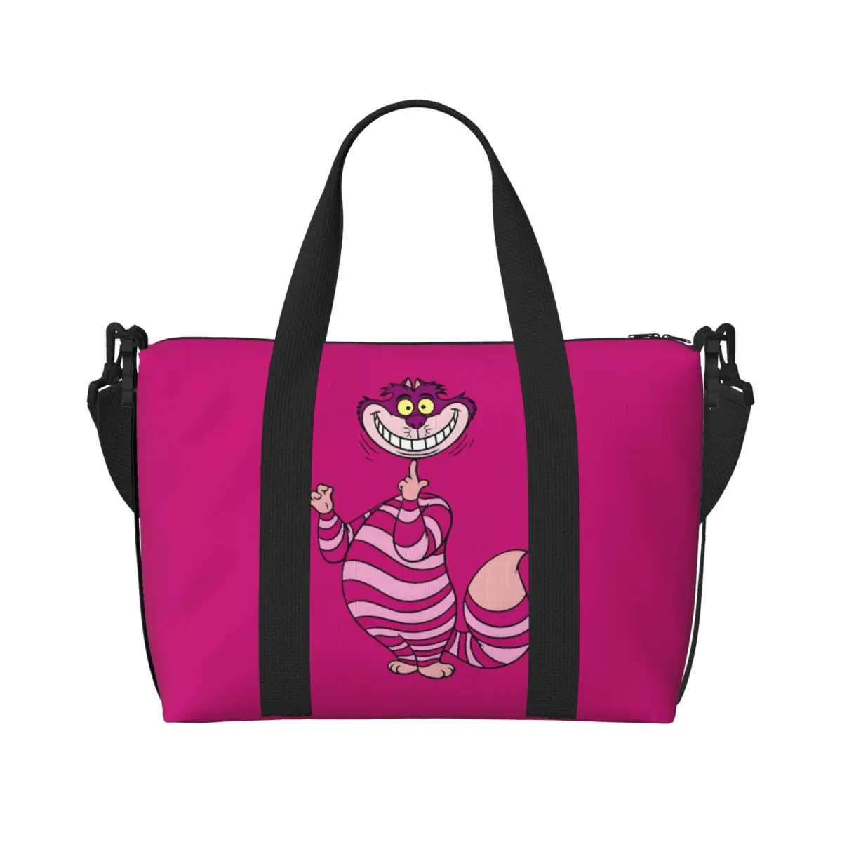 

Custom C-Cheshire Cat Tote Bag Women Large Capacity Beach Gym Shoulder Travel Bag
