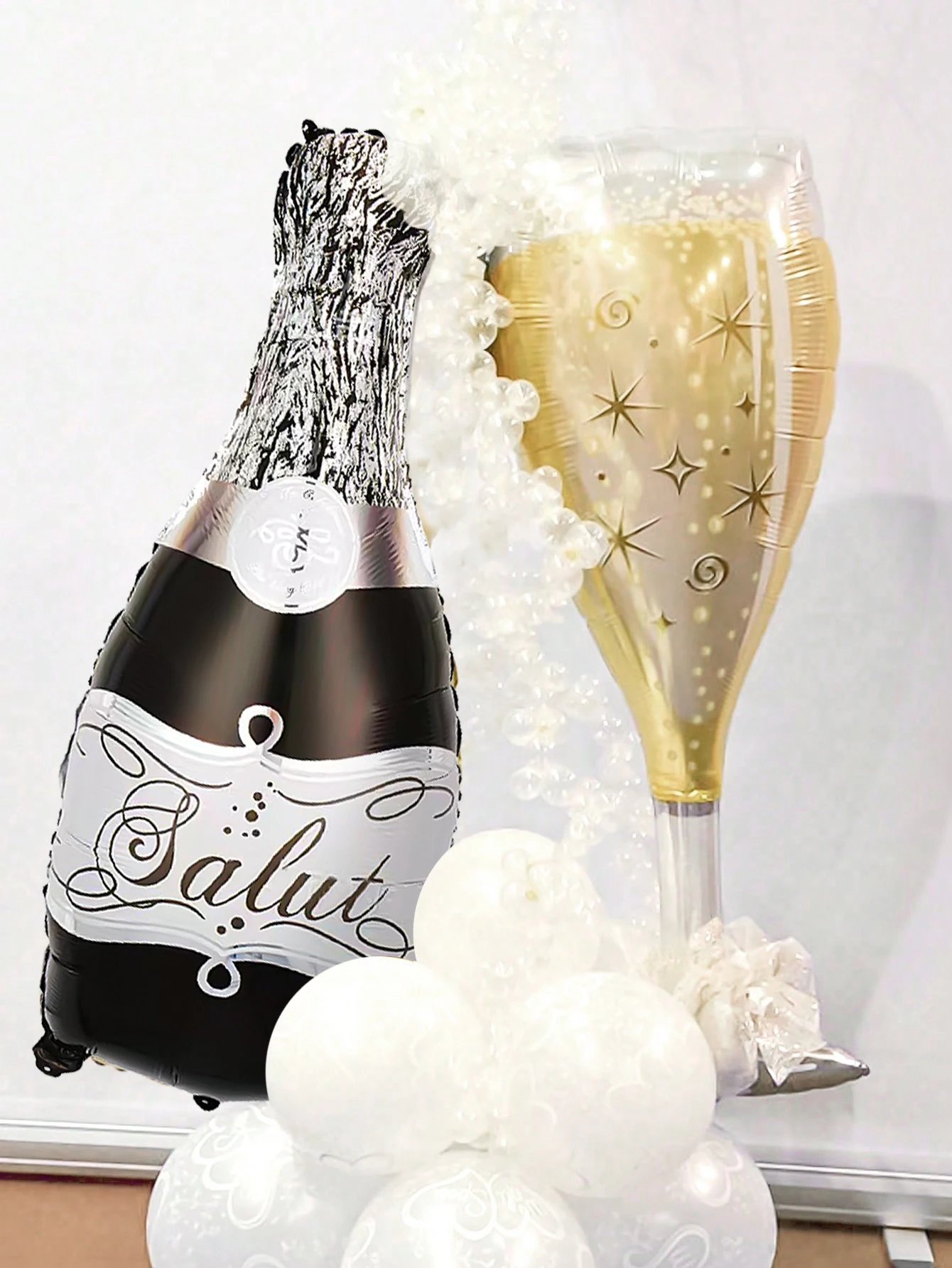 2 Stück Champagner-Ballon, geeignet für Geburtstag, Neujahr, Jubiläum, Abschlussfeier, Partydekoration – Detail 2