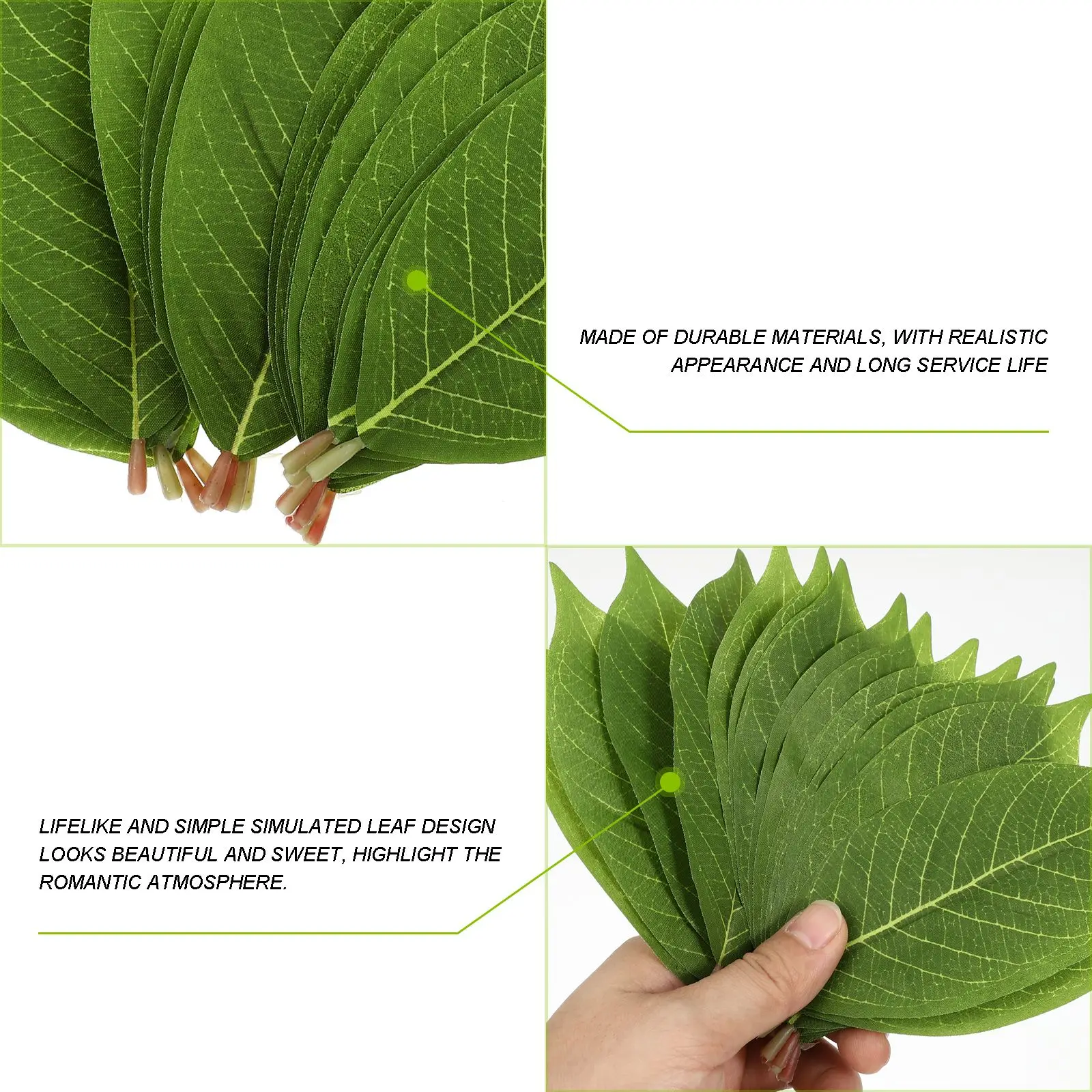 

50 Pcs Artificial Plants Faux Leaves Decor Simulated Green Plant Pu Material Indoor Photo Prop Creative Festive Supplies