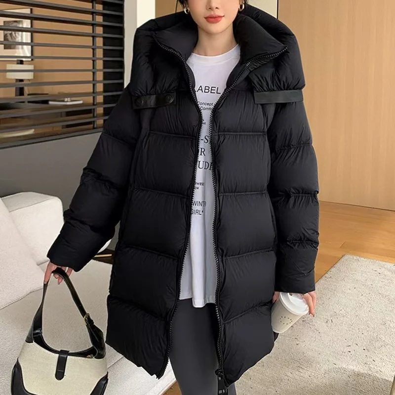 Winter Jackets Woman 2024 Puffer Coats Windproof Thickened Warm Hooded Parka Simple Casual Loose Fashion Coats Down