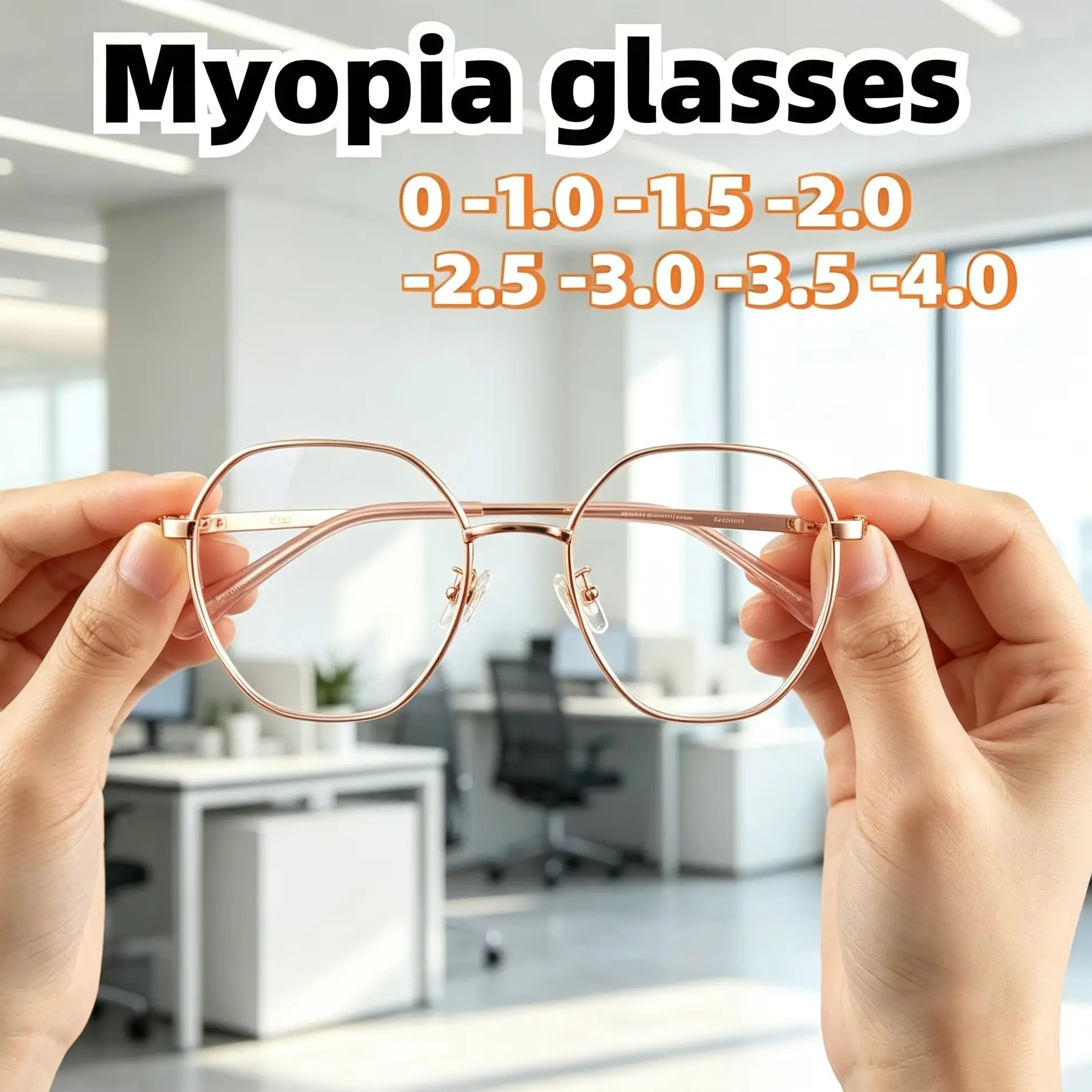 

Metal Polygon Myopia Glasses Anti Blue Light Lightweight Thin Frame Optical Eyeglasses for Women Men Diopters -1.0 To -4.0