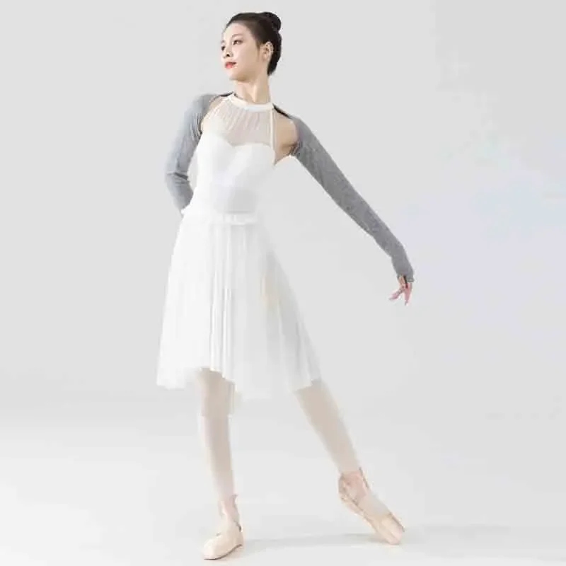 

Платье для танцев с лепестками, женское балетное тренировочное платье, платье для репетиции, дизайнерское марлевое платье с талией и талией средней длины.