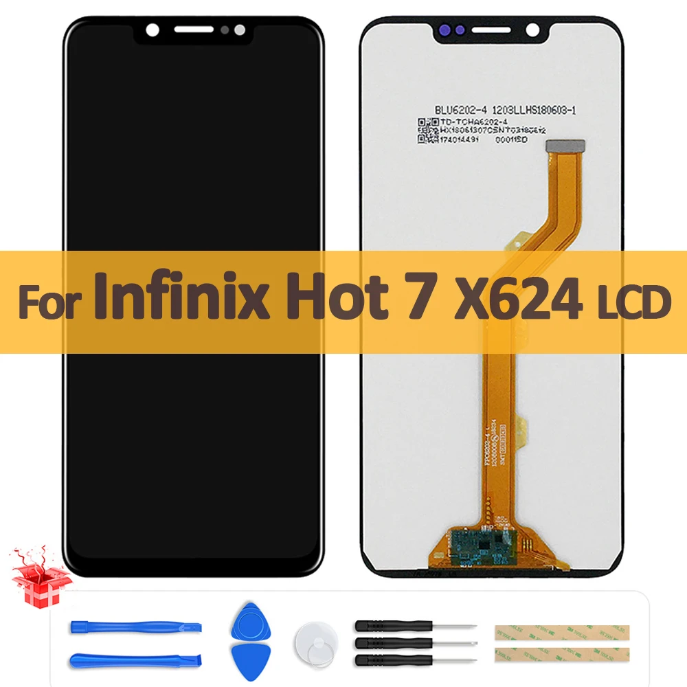 

6,2 "Оригинальный ЖК-дисплей для Infinix Hot 7 ЖК-дисплей X624B дигитайзер в сборе для Infinix X624 Ремонт сенсорного ЖК-экрана Замена