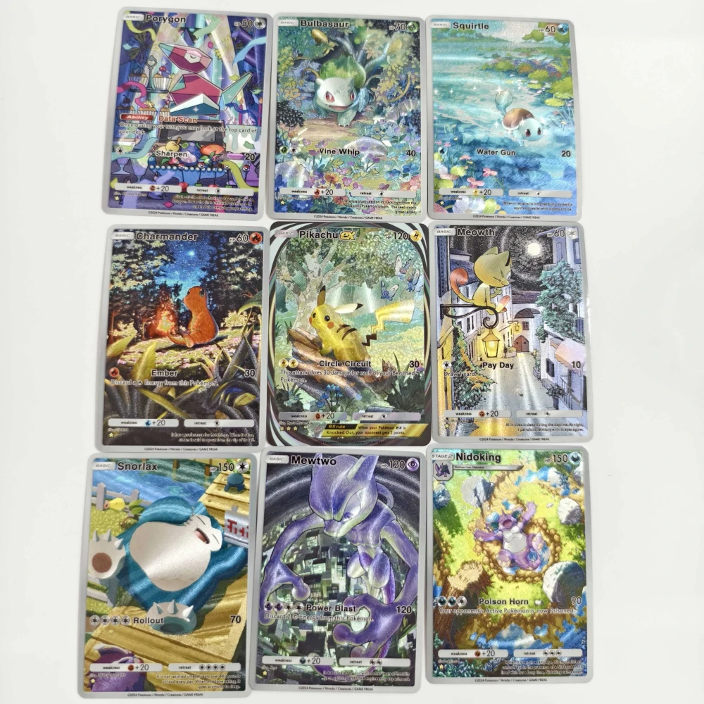 

9 шт./компл. карманная карта PTCG Promo-A серии с преломляющей текстурой Mewtwo Пикачу DIY карманная бумажная карта монстров коллекционные подарки