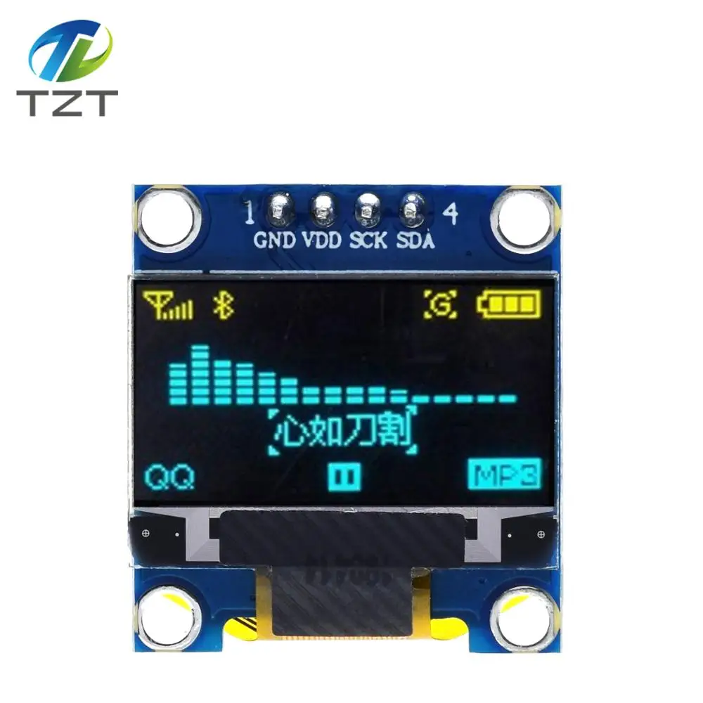 OLED 디스플레이 모듈, IIC I2C 통신, 4 핀, 0.96 인치, 화이트, 블루, 옐로우, 블루, 0.96 인치, 128x64, 0.96 인치