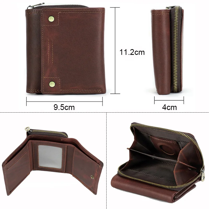 YKOSM 빈티지 럭셔리 정품 가죽 Airtags 지갑 남성 여성 지갑 RFID 차단 상자 Anti-lost ID 신용 카드 가방