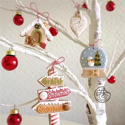 Christmas Gingerbread House Cookie Cutter Signpost Crystal Ball Biscuit Stamp Xmas Tree Hanging Decoration DIY Hand Pressed Mold