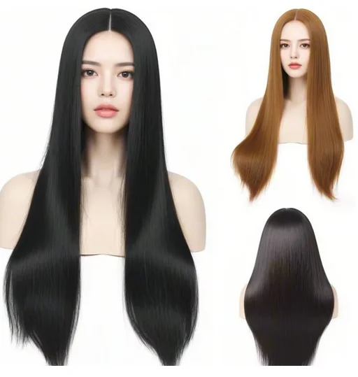 Long Black Synthetic Wig for Costume Women -Quality Synthetic Hair for Women -Versatile Style Perfeet for Any Occasion