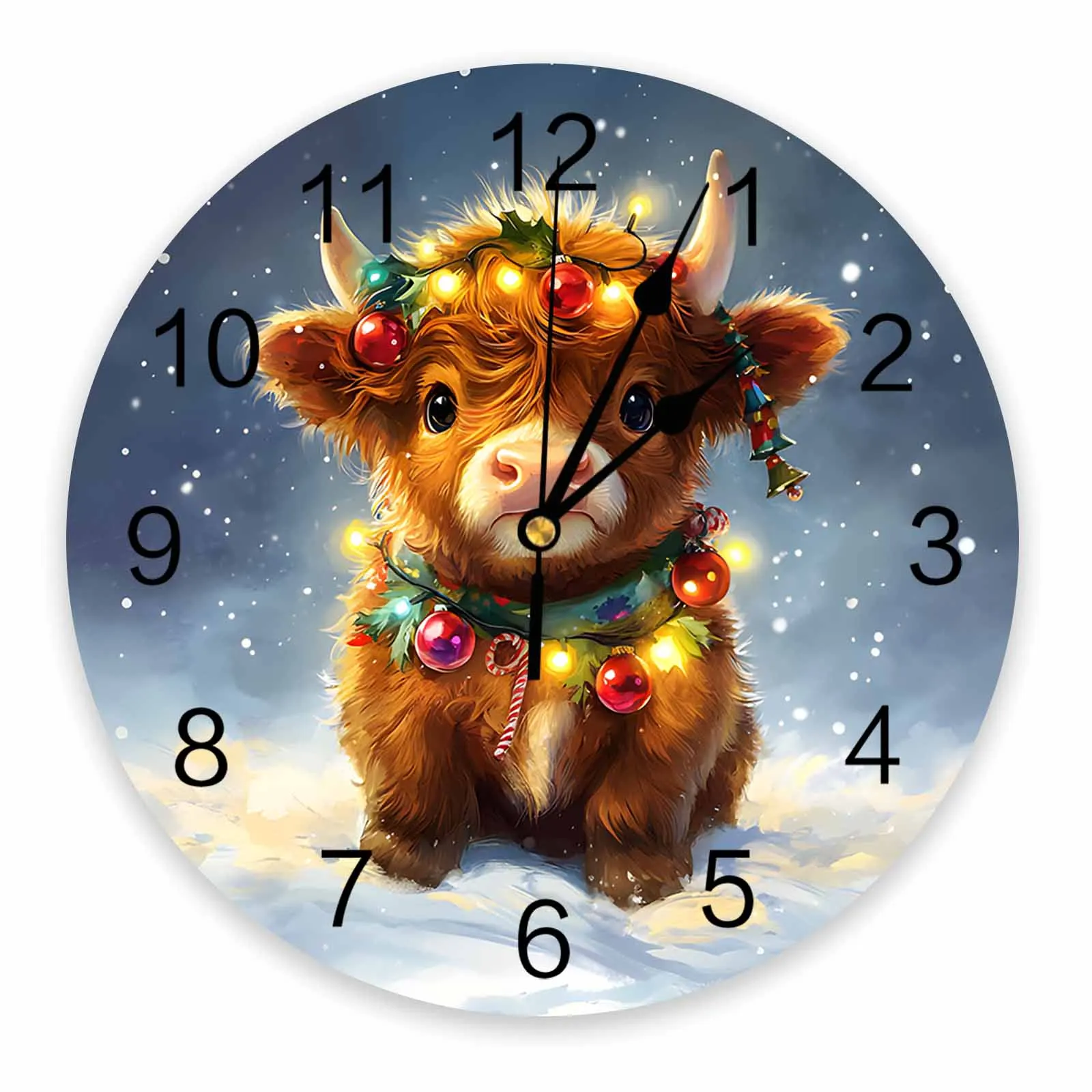 Christmas Tree Gift Yak Wall Clock Large Modern Kitchen Dinning Round Wall Clocks Watches Living Room