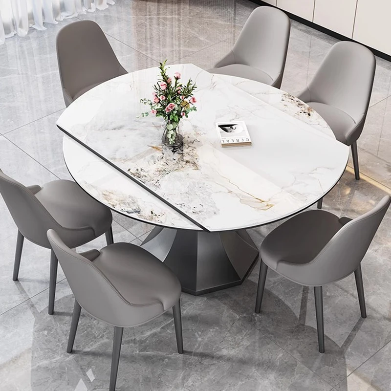 

Round Dining Tables Extendable Conference Console Living Room Center Table Multifunctional Mesas De Comedor Kitchen Furniture