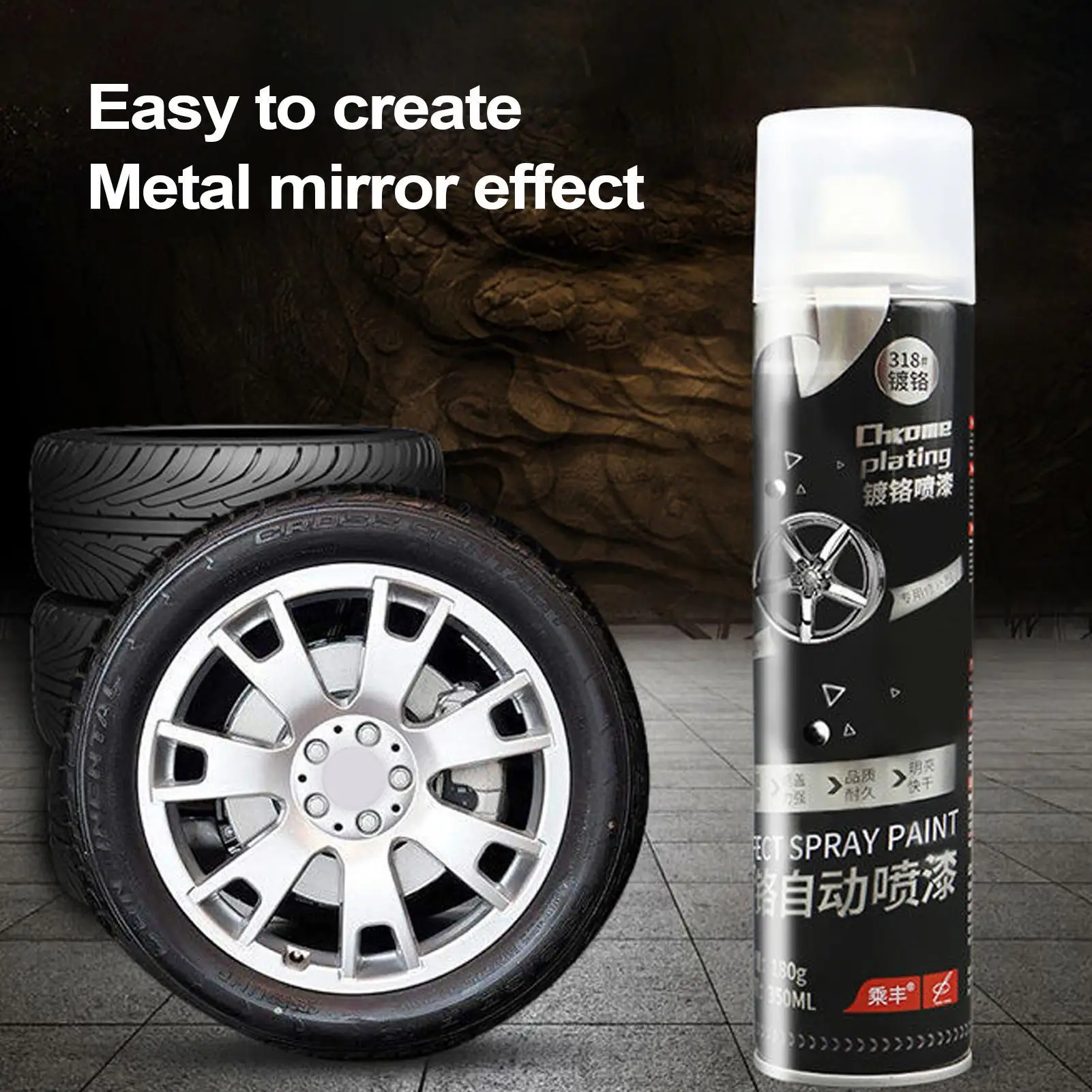Car Chrome Plating Spray, Mirror Finish Metal Paint for Auto Modification, Quick-Drying Electroplating Anti-Rust DIY Decoration view 2