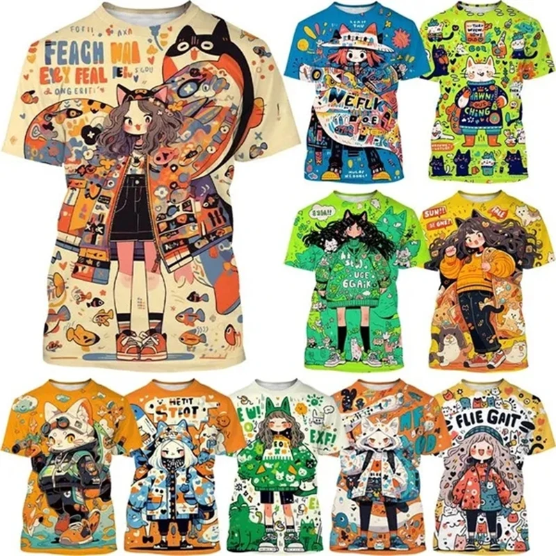 New Cartoon Graffiti 3D Printed T-shirts Hot Sell Comic Characters Hand-painted Art Graffiti Boys Grils Kids Print T-shirt Tops