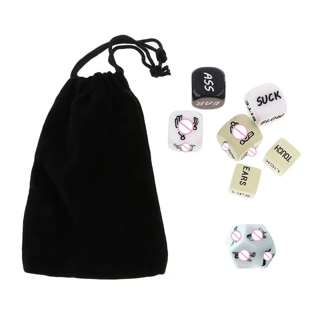 7pcs Mixed Dices Pouch, Novelty Game Items Gifts for Bachelor Parties