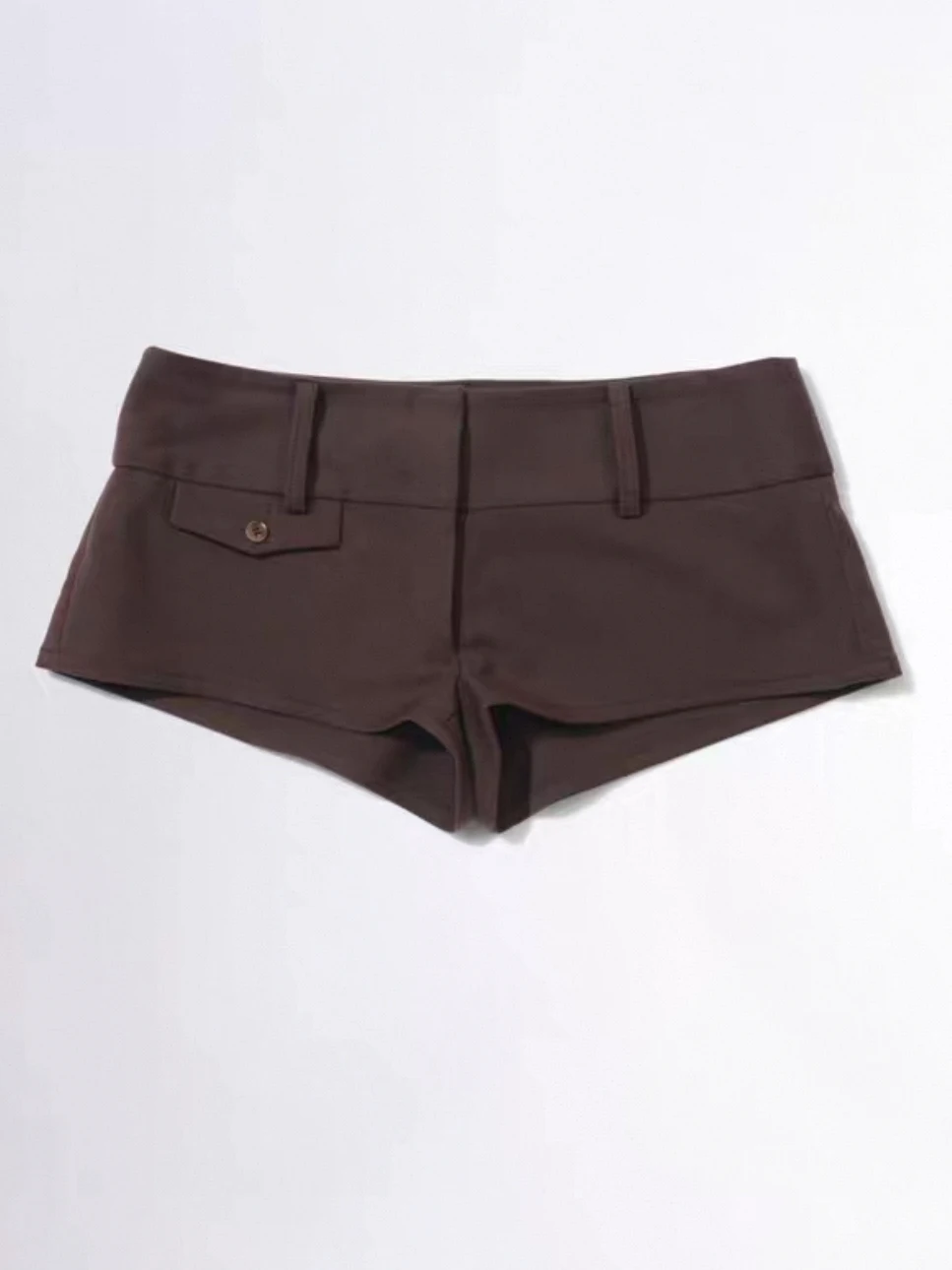 Pantalon de costume élastique taille basse marron ey Sexy coupe ajustée couvrant les fesses orts pantalon droit décontracté pour les femmes