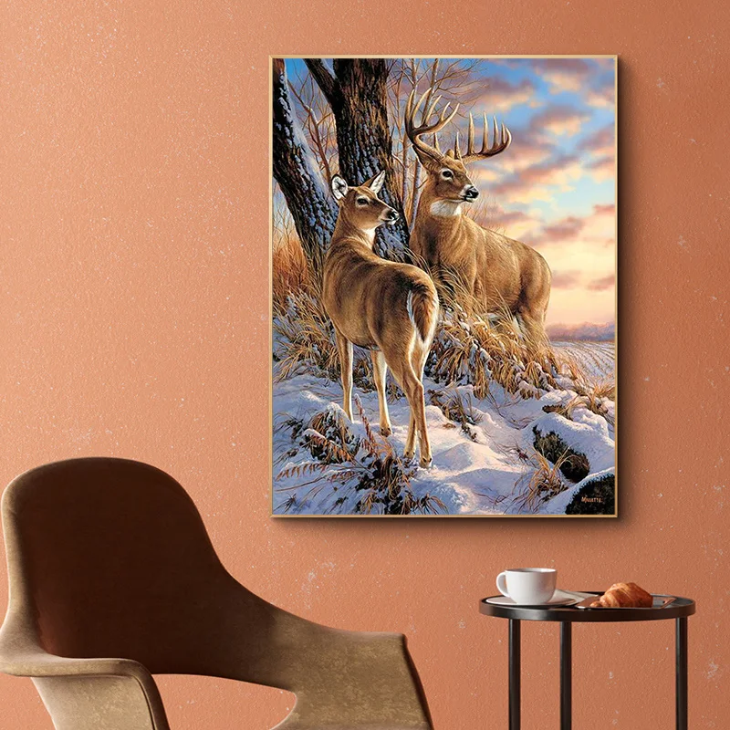 Animals In The Snow 5D Diamond Painting Kits Full Drill Diamond Mosaic Deer Pheasant Bird Rhinestone Embroidery DIY Home Decor