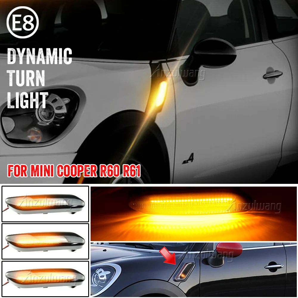 1 para dynamicznych bocznych świateł obrysowych LED 12 V do Mini Cooper R60 COUNTRYMAN R61 PACEMAN