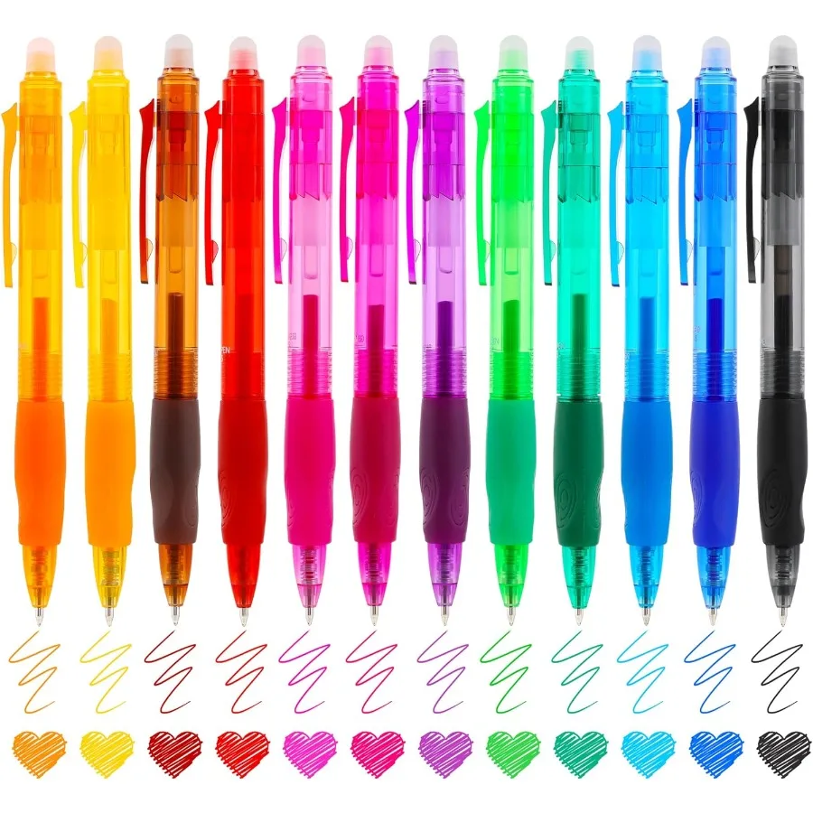 

Выдвижные стираемые ручки, 12 цветов, стираемая гелевая ручка, 0,5 мм, стираемые гелевые ручки, черные, исчезающие, гладкую ручку для письма