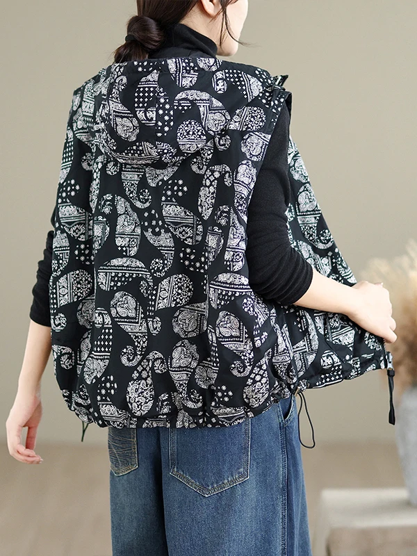 女性の両面着用秋冬コットンベストフード付き多用途痩身暖かいコットンジャエットコットンコートアウターウェア