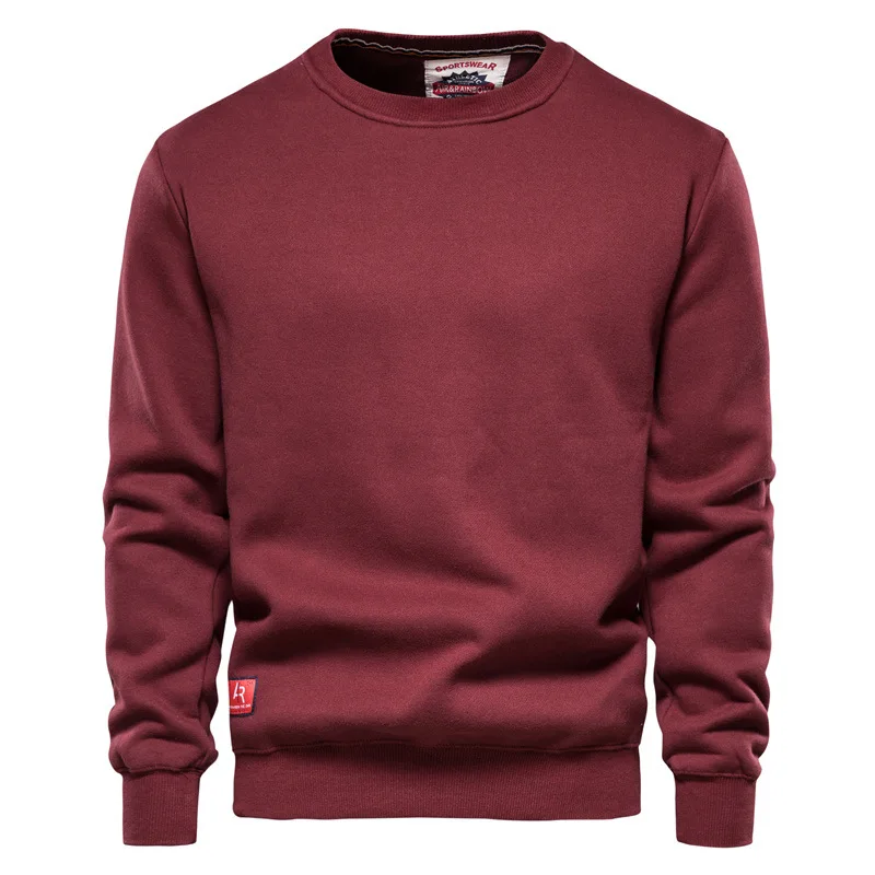 

2023 Autumn New Round Neck Underlay Men's Solid Color Pullover Sports Sweater