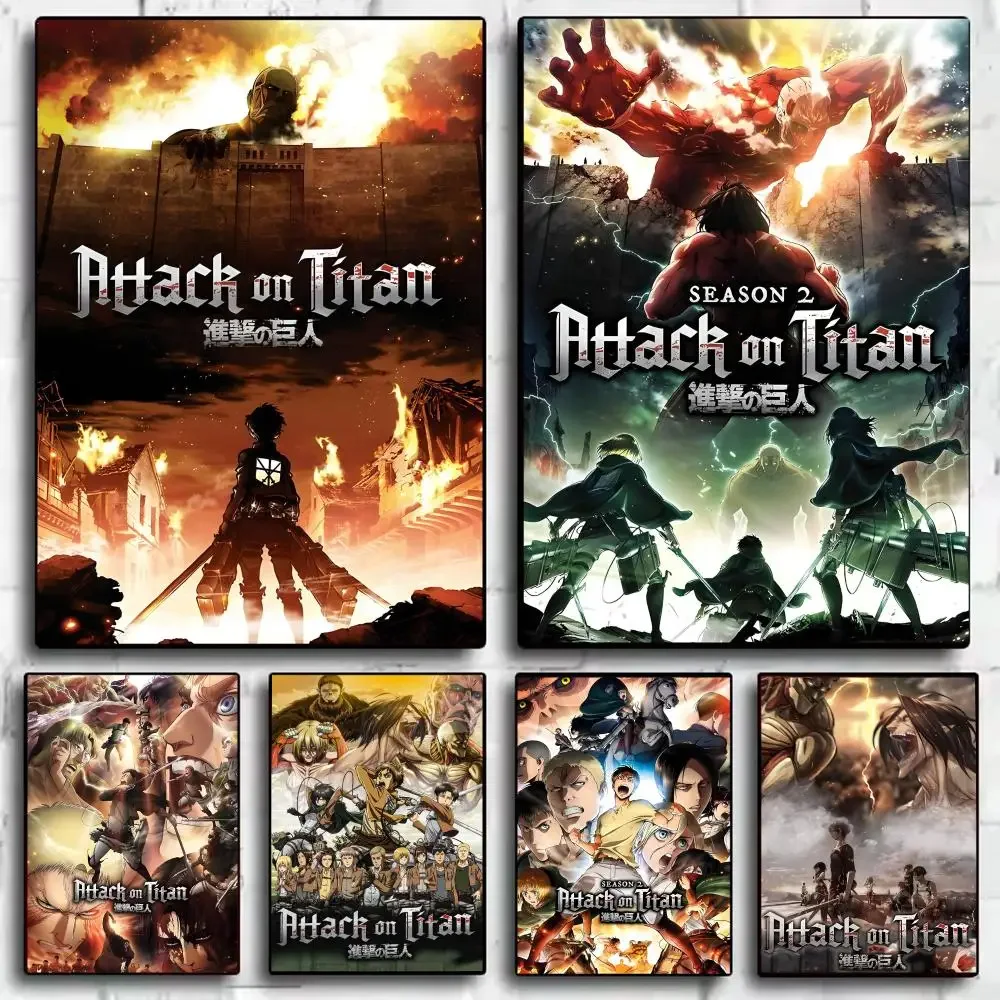 A-Attack On Titan Anime Poster Stickers HD Waterproof Painting Wall Art For Bedroom Living Room Home Decor Decoration Gift
