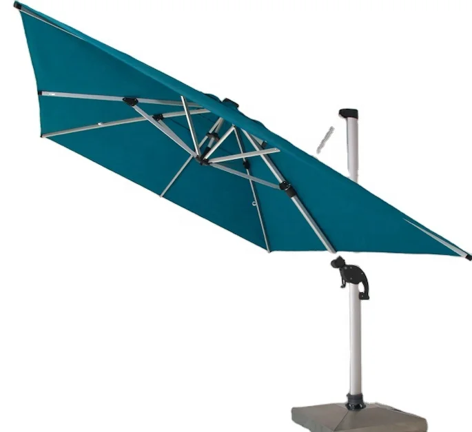 Black Square High Wind Resistant Patio Parasol Doek 3x3m Build Sun Outdoor Umbrella