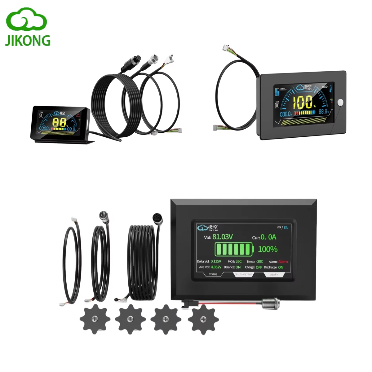 JK BMS Lifepo4 Battery Management System Intelligent Display 3.2/4.3 Inch LCD RS485 Switch Protection Board with Cables Adapter