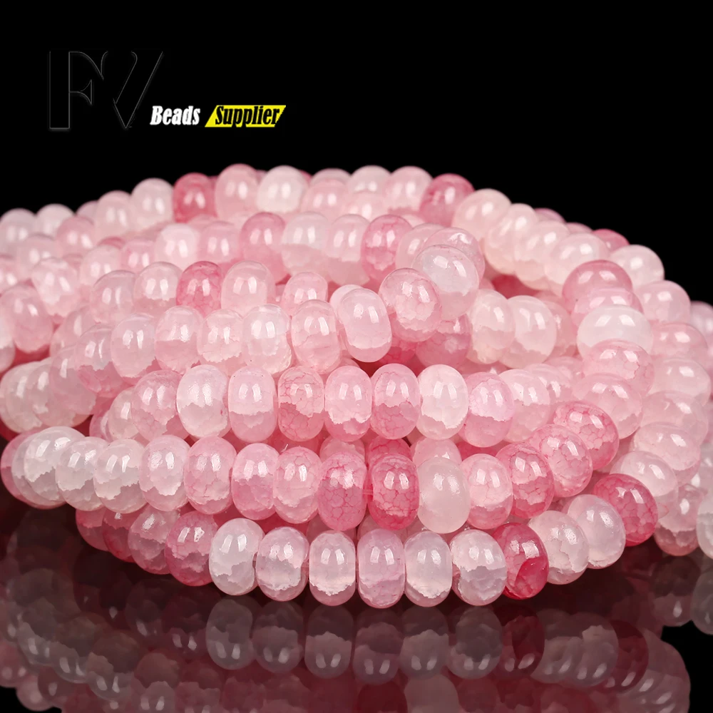 30inch Lmitation Jade Beads Pink Rondelle Glass Beads for Jewelry Making DIY Necklace Bracelet Earring Accessories