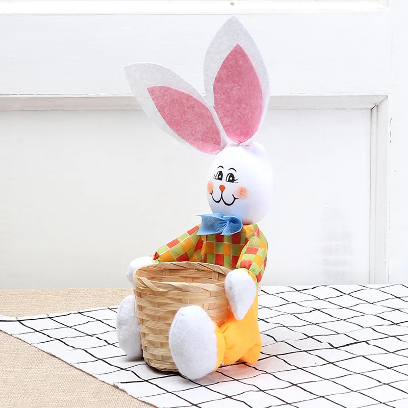 Easter Decoration Rabbit Basket Eggs Candy Gift Basket Portable Multipurpose Storage Basket Party Supplies Living Room Decor