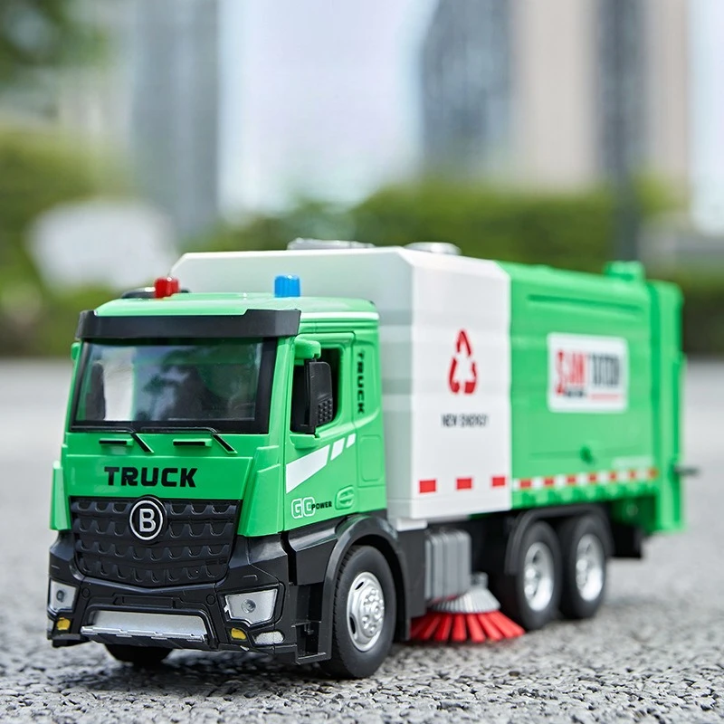 

Large Electric Vacuum Sweeper Sanitation Vehicle Simulation Alloy Children's Toys Road Sweeper Diecast Alloy Car Model