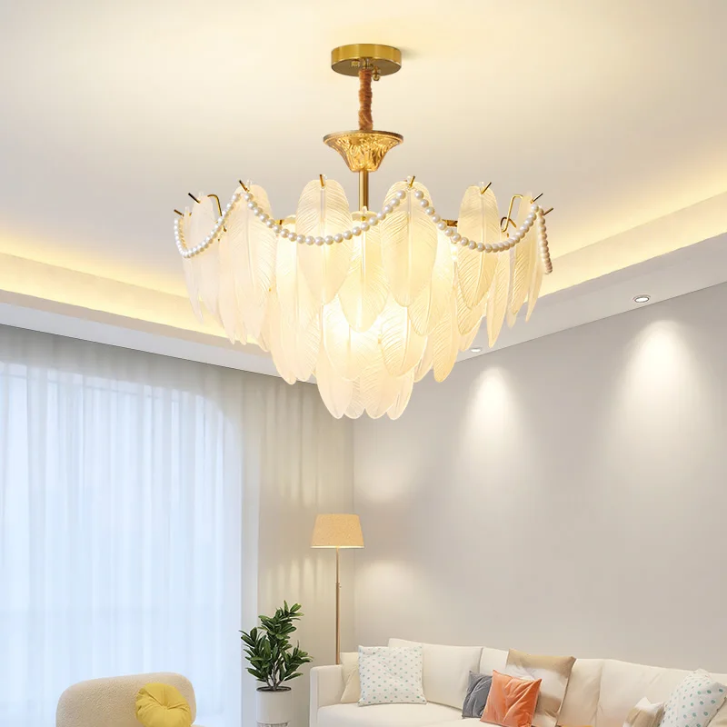 French Light Luxury Living Room Chandelier Modern Simple 2024 New Cream Style Crystal Master Bedroom Lamp Retro Lamps