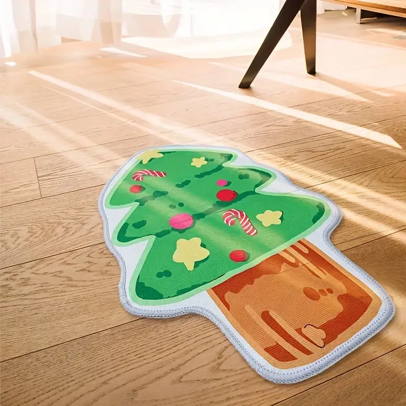VIKAMA Cute Christmas Bathroom No Slip Rugs Xmas Decorations Bath Mat Christmas Tree for Home Holiday Christmas Decoration