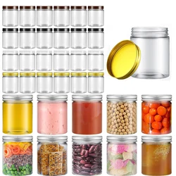 5Pcs 150-580ml Clear Plastic Jars W/ Aluminum Lids Refillable Straight Cylinders Jar Container For Dry Cargo Jams Peanuts Snacks
