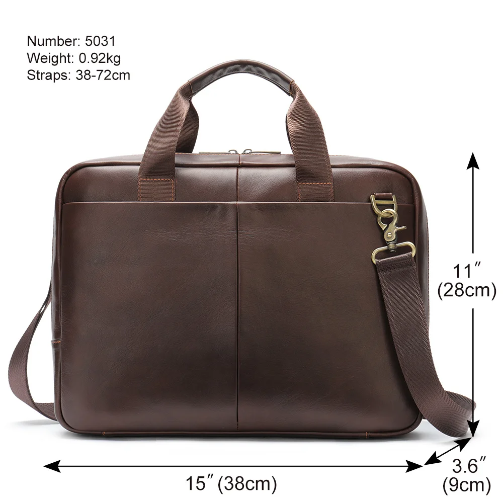 Genuine Leather Men's Bag Briefcase Male Business Messenger Bag Men Shoulder Crossbody Bag For 15.6"Laptop A4 Document