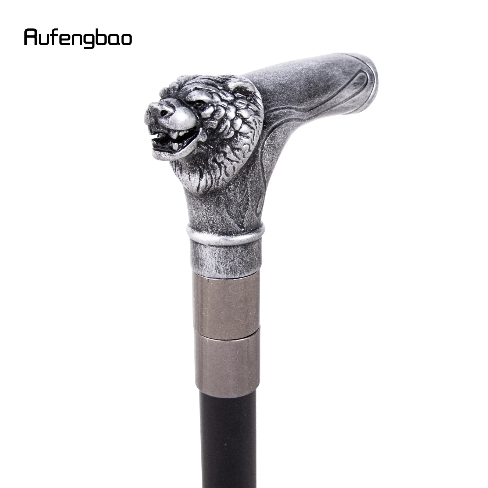 Silvery Bear Head Handle Decorative Stick Decorative Cane for Halloween for Cosplay and Parties Cane 93cm