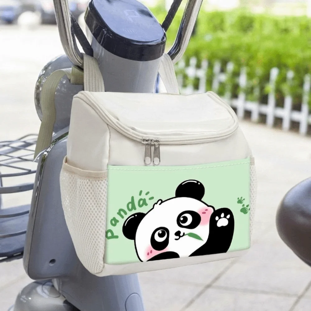 

Large Capacity Electric Scooter Hanging Bag Zipper Closure Cartoon Print Motorcycle Front Bag Waterproof Handlebar Bag
