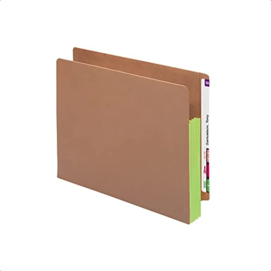 

End Tab Pocket Reinforced Straigut Tab 31 2 Expansion Extra Wide Letter Size Redrope with Green Gusset 10 per Box 73680