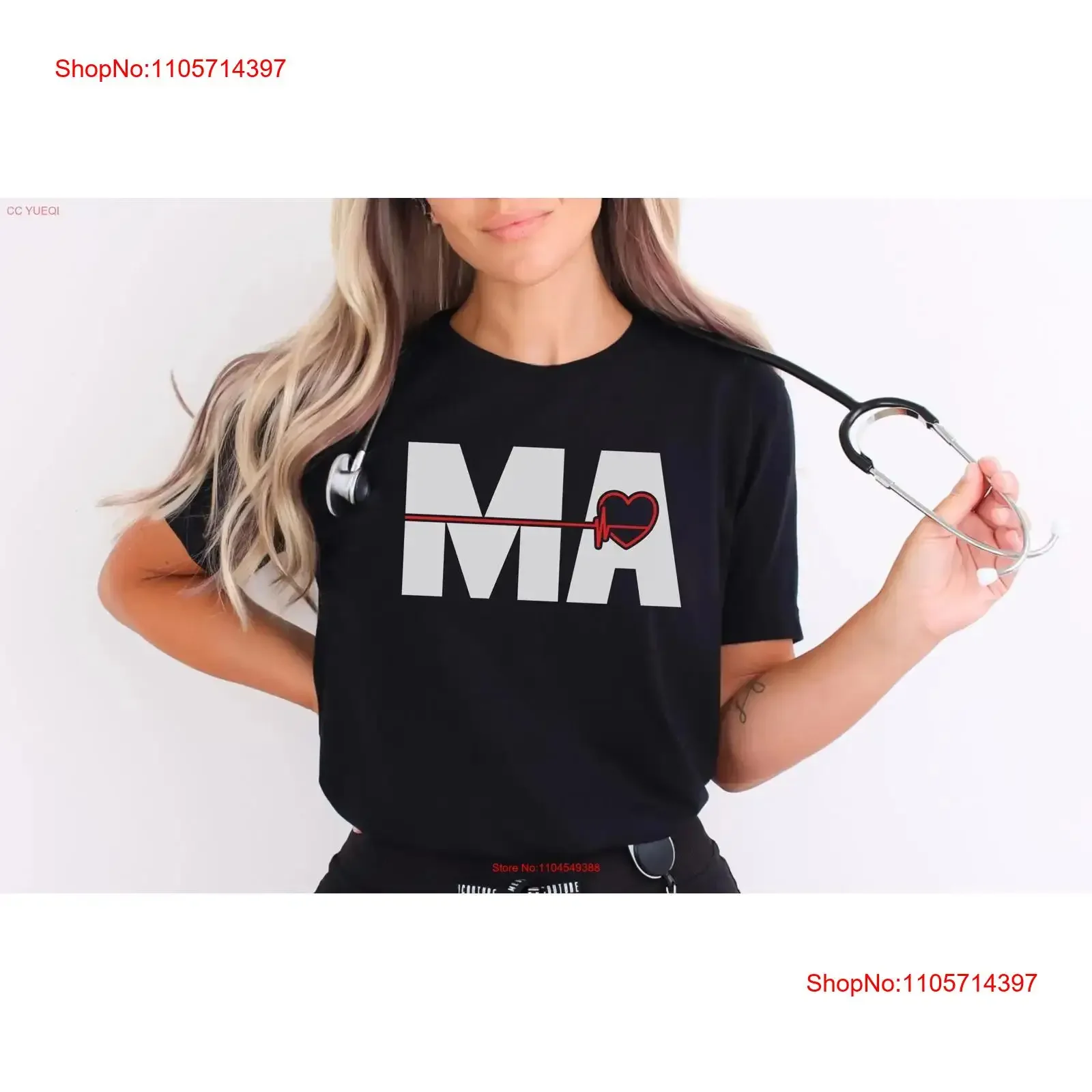 Medical AssistanT T Shirt MA Top Crewneck Grad Heartbeat vintage Washed Breathable designer clothes Soft fashion Versatile