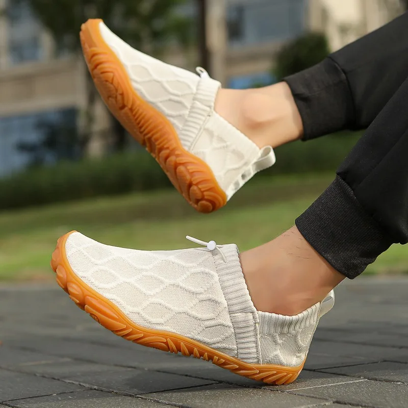 Trainers Men Sneakers Knitted Fitness Sports Shoes Elastic Band Slip-on Casual Shoes Male Non-slip Walking Jogging Running Shoes