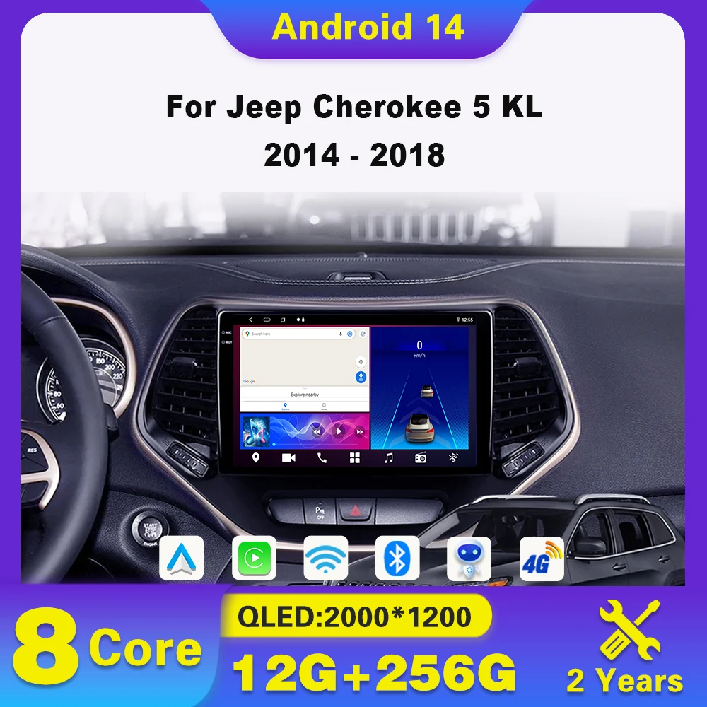 

Android 14 Car Radio Carplay For Jeep Cherokee 5 KL 2014 - 2018 Multimedia Video GPS Navigation Bluetooth stereo 2din dvd