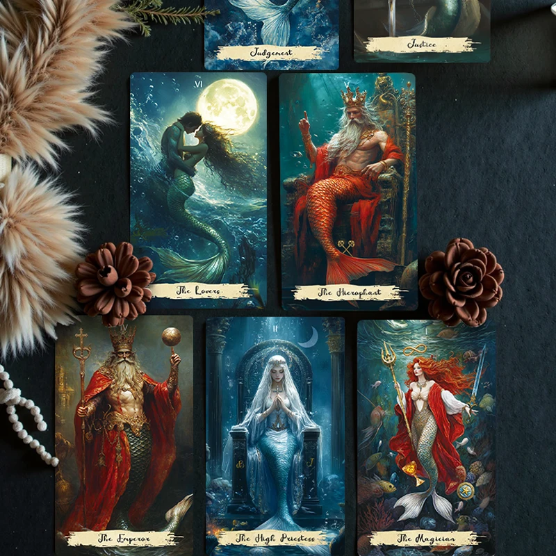 2025 New Beginner 12x7cm Tarot Cards Rider Waite 78 Genuine Professional Mermaid Tarot Deck with Guidebook  English Spanish PDF