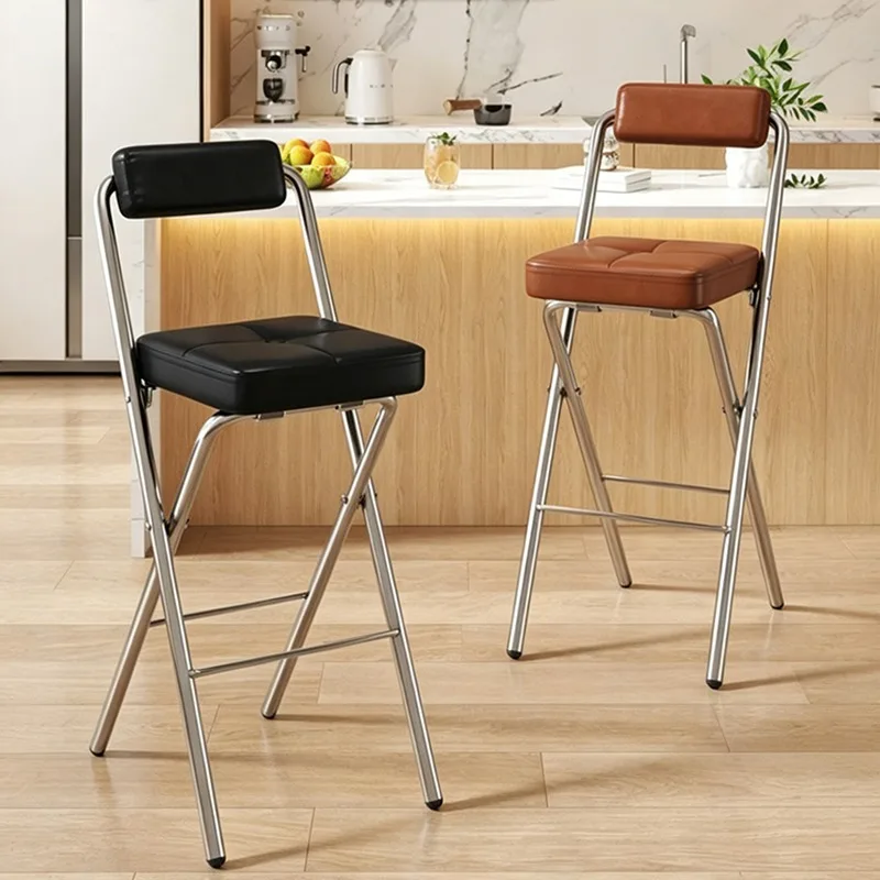 Foldable Back Support Bar Chairs Elegant Lightweight Small Modern Bar Chairs White Upholstered Silla Alta Para Barra Furniture