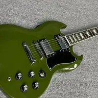 Free Shipping Retro Green SG 6 Strings Mahogany Body Rosewood Fingerboard 22 Tone Electric Guitar Beginner Bank Rock