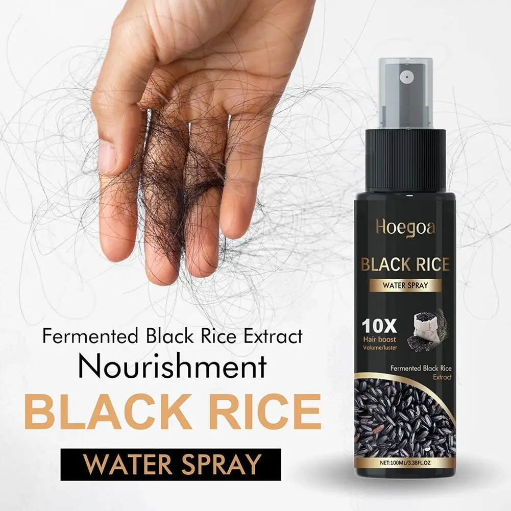 Suero para tratamiento del cabello con agua de arroz negro, cubierta de cabello blanco a negro, Spray de reparación de Color Natural, anticaída, restauración del cabello, cuidado del cabello