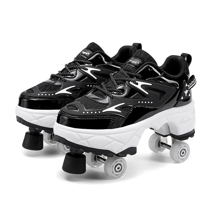 

Roller Shoes Deformation Parkour Shoes Four Wheels Running Shoes Roller Skates slow down Men Women Unisex Runaway Skates